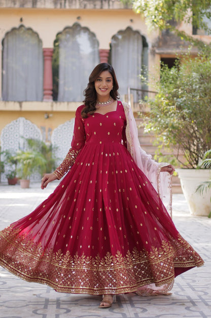 Premium Embroidered Gown with Dupatta – Fully Stitched Edition