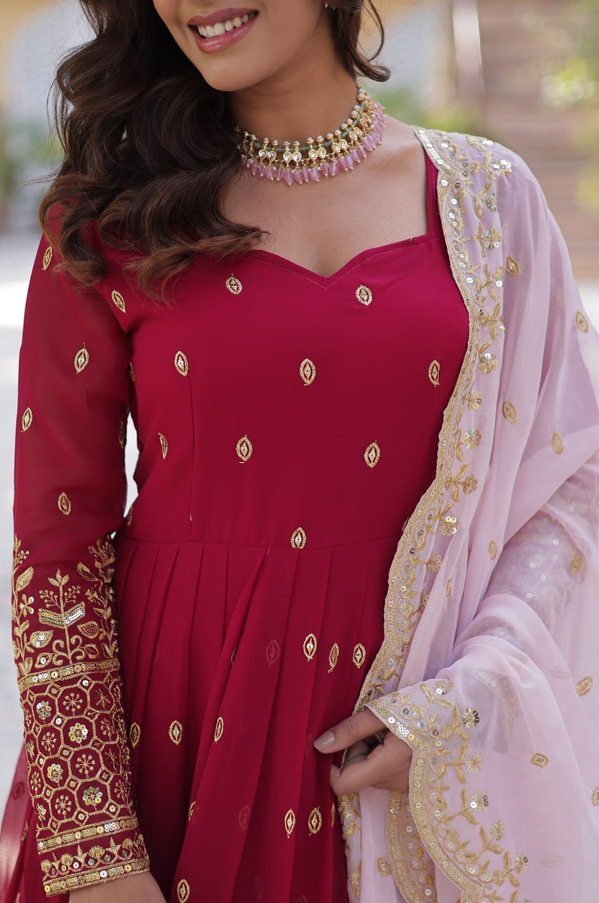 Premium Embroidered Gown with Dupatta – Fully Stitched Edition